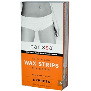 Отзывы о Парисса, Natural Hair Removal System, Wax Strips, Face & Bikini, 16 (8×2 Sided) Strips