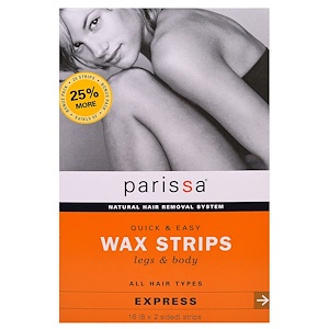 Парисса, Natural Hair Removal System, Wax Strips, Legs & Body, 16 (8 Two-Sided) Strips отзывы