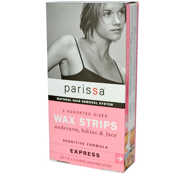 Parissa, Natural Hair Removal System, Wax Strips, 24 Assorted Strips