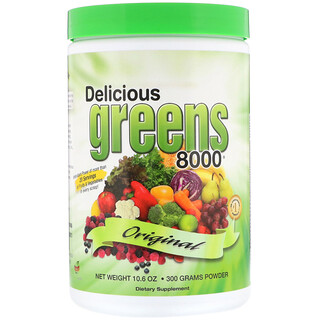 Greens World, 美味綠色超級食品 8000, 原味, 10.6 盎司 (300 克) 粉