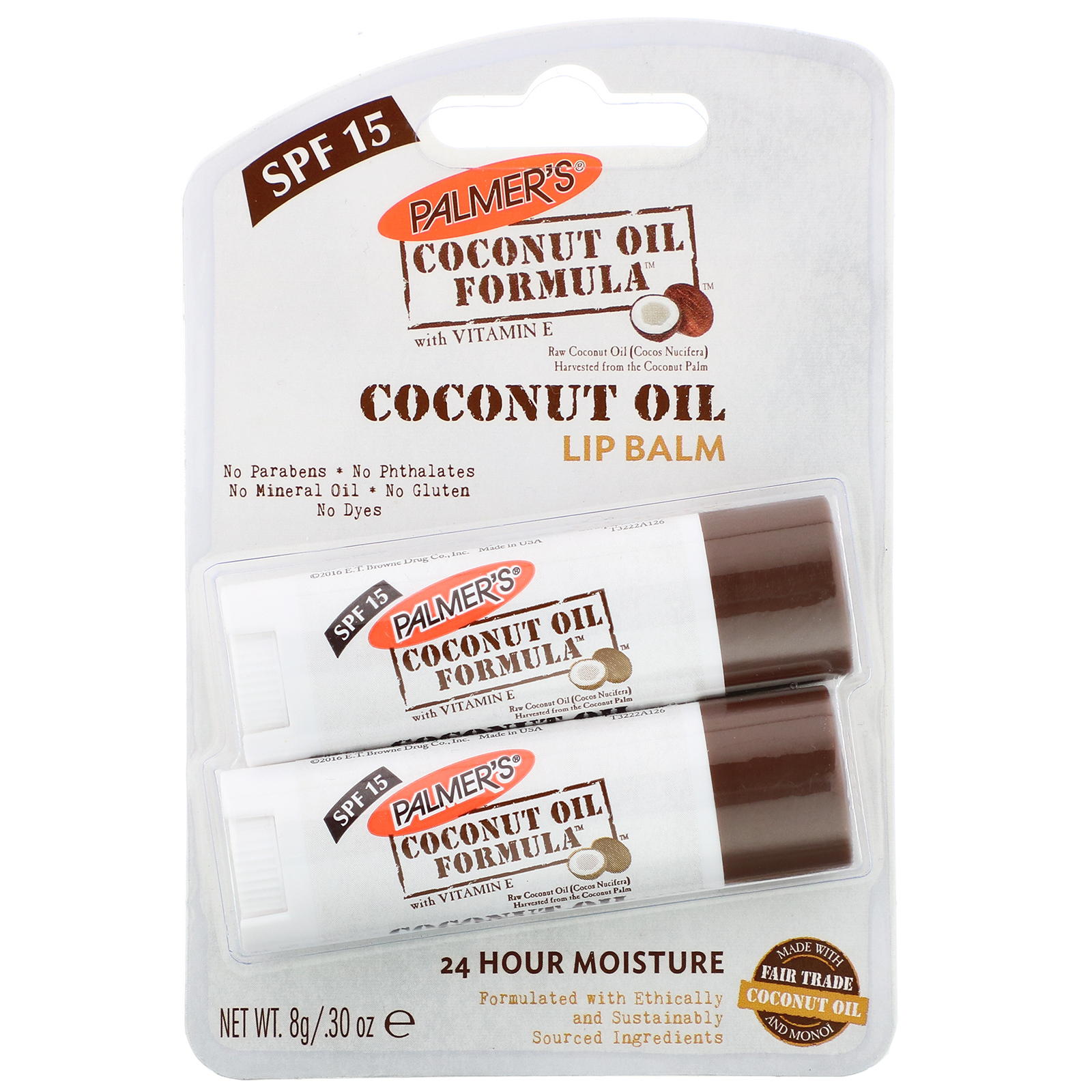 Palmer's, Coconut Oil Lip Balm, SPF 15, 2 Pack, 0.30 oz (0.8 g) - iHerb