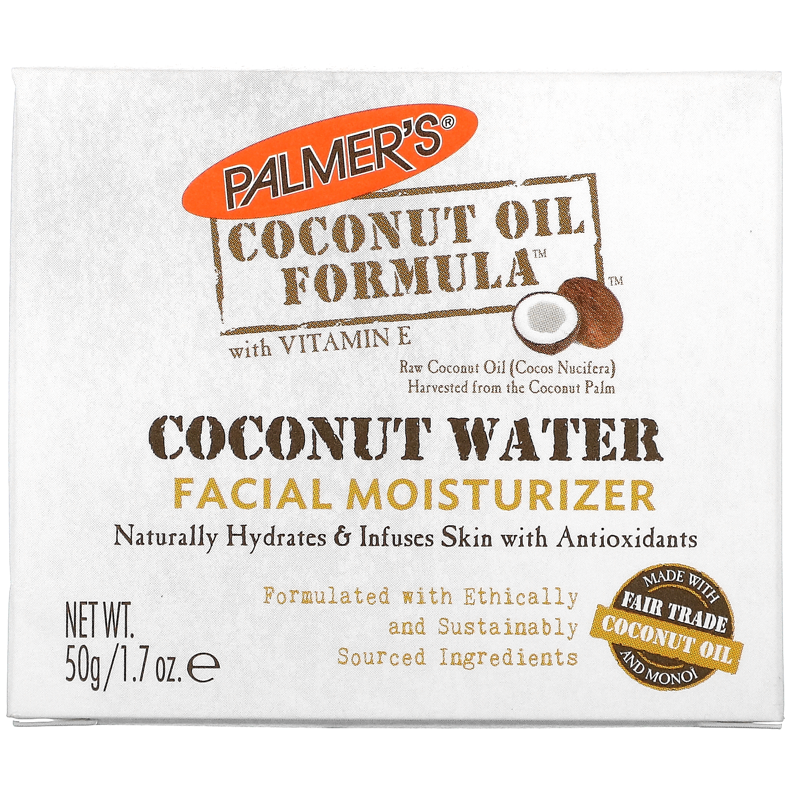 Palmer's, Coconut Oil Formula with Vitamin E, Coconut Water Facial Moisturizer, 1.7 oz (50 g