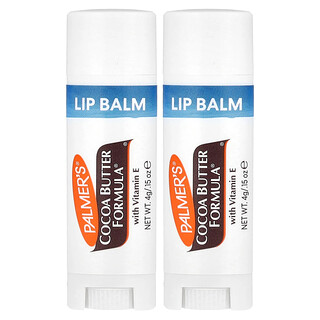 Palmer's, Kakaosmørformel® med E-vitamin, blødgør og udglatter læbepomade, 2-pakning, 0,15 oz (4 g) pr. stk.