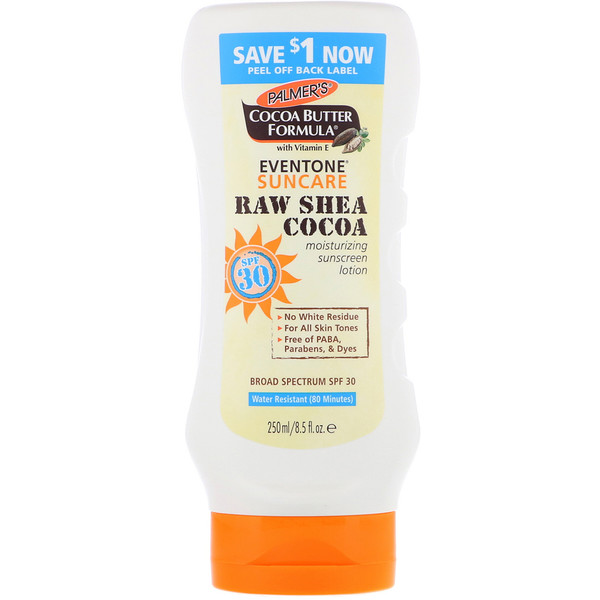 Palmer's, Cocoa Butter Formula, Eventone Suncare, Raw Shea Cocoa Moisturizing Sunscreen Lotion, SPF 30, 8.5 fl oz (250 ml)