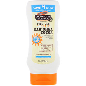 Палмерс, Cocoa Butter Formula, Eventone Suncare, Raw Shea Cocoa Moisturizing Sunscreen Lotion, SPF 30, 8.5 fl oz (250 ml) отзывы