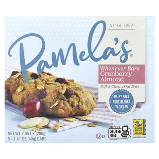 Pamela's Products, 零食棒，燕麥蔓越橘杏仁，5 根，每根 1.41 盎司（40 克）