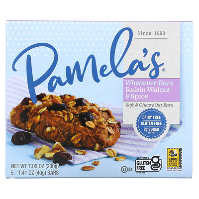

Pamela's Products Whe Since Bars, овсяные, изюмные и ореховые специи, 5 батончиков по 40 г (1,41 унции)