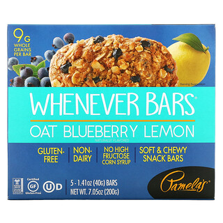 Pamela's Products, Whenever Bars, Oat Blueberry Lemon, 5 Bars, 1.41 oz (40 g) Each