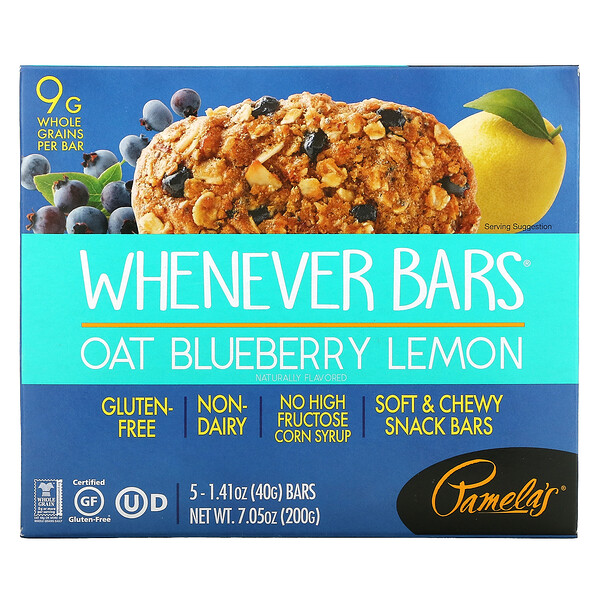 Whenever Bars, Oat Blueberry Lemon, 5 Bars, 1.41 oz (40 g) Each