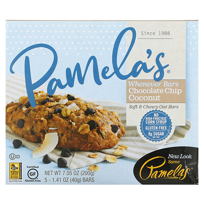 

Pamela's Products Wheever Bars, овсяные шоколадные крошки и кокос, 5 батончиков по 40 г (1,41 унции)