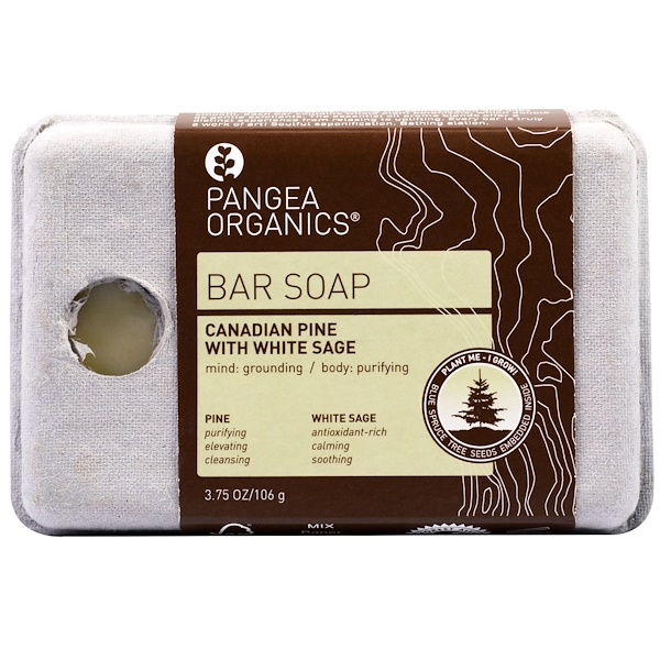 Pangea Organics, Кусковое мыло, канадская сосна с белым шалфеем, 3,75 унции (106 г) (Discontinued Item) 