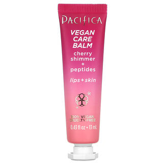 Pacifica, Vegan Care Balm, Cherry Shimmer + Peptides, Lips + Skin, 0.43 fl oz (13 ml)