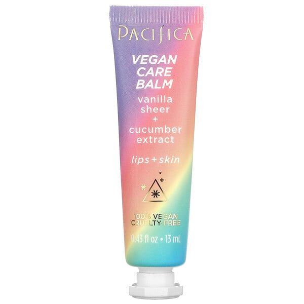 Vegan Care Balm, Vanilla Sheer + Cucumber Extract, Lips + Skin, 0.43 fl oz (13 ml)