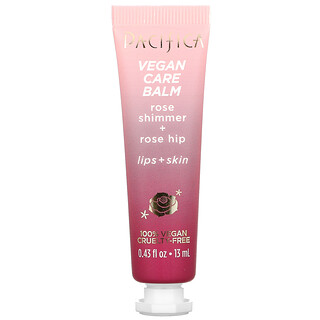 Pacifica, Vegan Care Balm, Rose Shimmer + Rose Hip, Lips + Skin, 0.43 fl oz (13 ml)