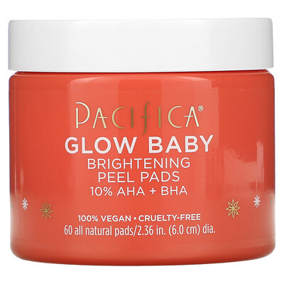Pacifica Glow Baby, Brightening Peel Pads, 60 All Natural Pads
