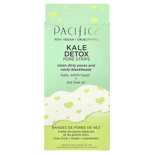 Pacifica, Grünkohl Detox Pore Strips, 6 einzelne Naturfaserstreifen