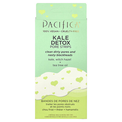 Pacifica, Kale Detox Pore Strips`` 6 tiras individuales de fibra natural de un solo uso