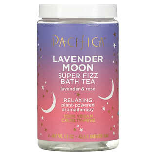 Pacifica, Lavender Moon, чай для ванн Super Fizz, лаванда и роза, 4 чайных пакетика для ванн, 42,5 г (1,5 унции)