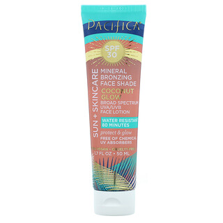 Pacifica, Sun + Skincare 礦物面部抗曬乳，SPF 30，椰子味，1.7 液量盎司（50 毫升）