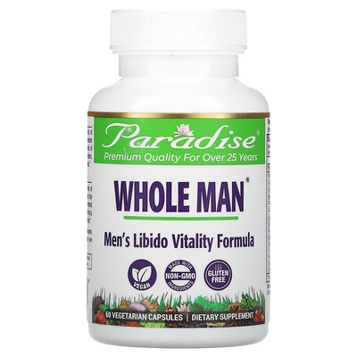 

Paradise Herbs, Whole Man, Men's Libido Vitality Formula, 60 Vegetarian Capsules