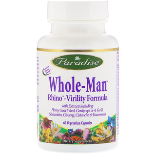 Paradise Herbs, Whole-Man, Rhino-Virility Formula, 60 Vegetarian Capsules