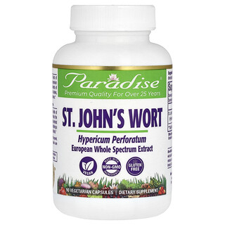 Paradise Herbs, Sint-Janskruid, 90 vegetarische capsules (300 mg per capsule)