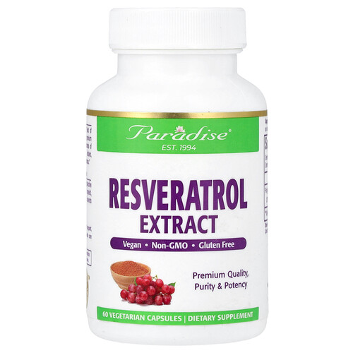 パラダイス ハーブ Paradise Herbs, レスベラトロールエキス、ベジカプセル60粒（1粒あたり100mg）