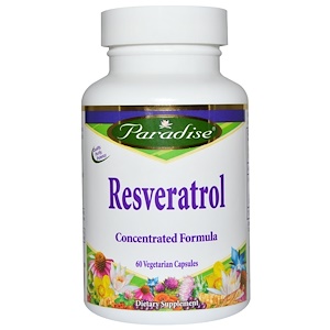 Paradise Herbs, Ресвератрол, 60 вегетарианских капсул