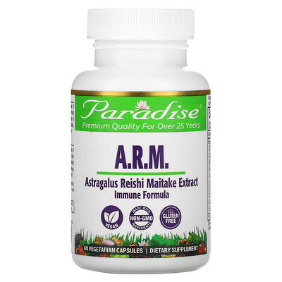 

Paradise Herbs Astragalus, Reishi Maitake Plus, 60 Vegetarian Capsules