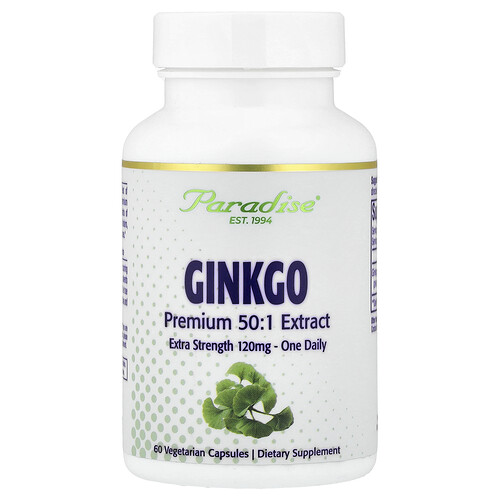 Paradise Herbs, Ginkgo, 120 mg, 60 pflanzliche Kapseln