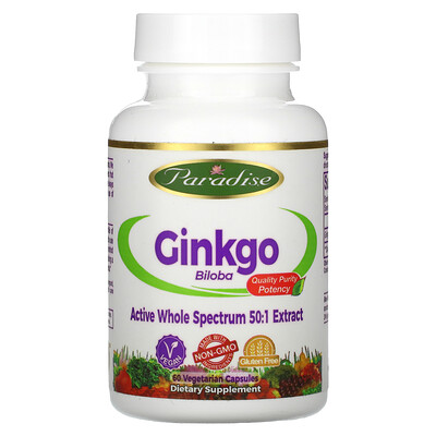 

Paradise Herbs Ginkgo Biloba 60 Vegetarian Capsules