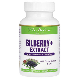 Paradise Herbs, Bosbes + extract met chrysant en goji, 60 vegetarische capsules
