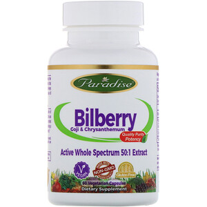Отзывы о Парадайз Хербс, Bilberry, GoJi & Chrysanthemum, 60 Vegetarian Capsules
