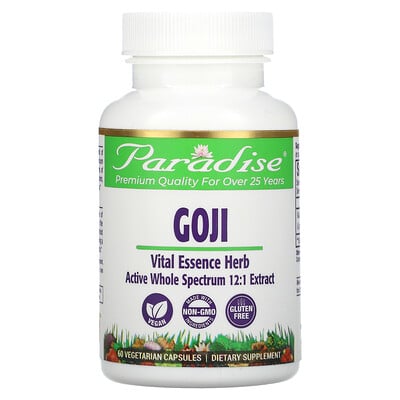 

Paradise Herbs GoJi, 60 Vegetarian Capsules