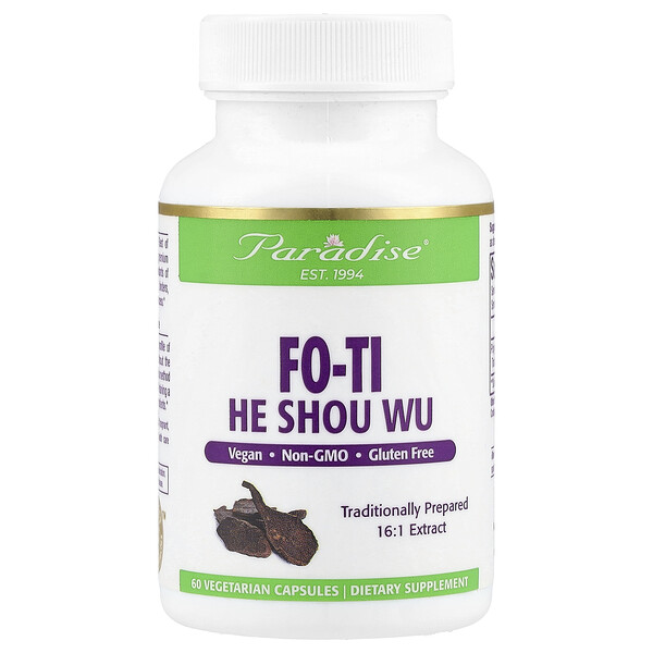 Paradise Herbs Fo-Ti, He Shou Wu, 60 Vegetarian Capsules (500 mg per Capsule)