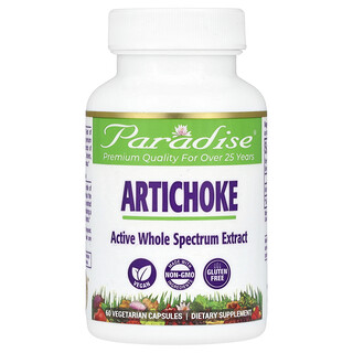Paradise Herbs, Artyčok, 60 vegetariánských kapslí (250 mg na kapsli)