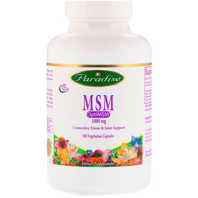 Paradise Herbs MSM, 1,000 mg, 180 Vegetarian Capsules