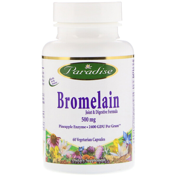 Paradise Herbs, Bromelain, Joint & Digestive Formula, 500 mg, 60