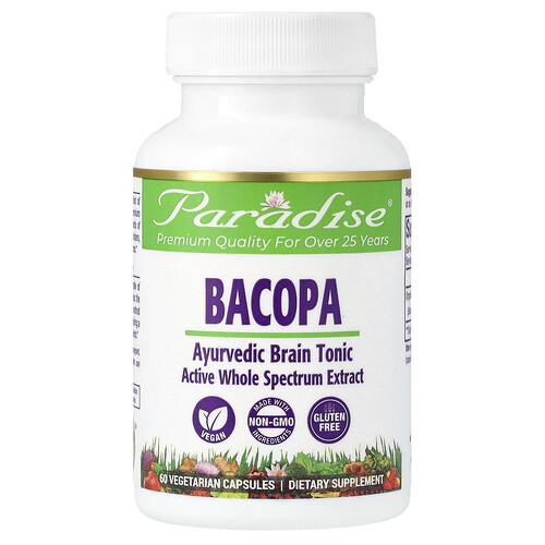Paradise Herbs Bacopa, 60 Vegetarian Capsules (250 mg per Capsule)