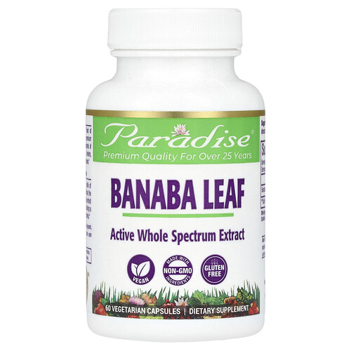 Paradise Herbs Banaba Leaf, 60 Vegetarian Capsules (250 mg per Capsule)