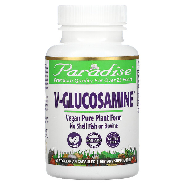 Paradise Herbs, V-Glucosamine（V-グルコサミン）、ベジカプセル60粒