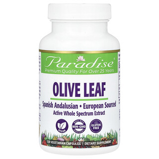 Paradise Herbs, Olive Leaf, Olivenblatt, 120 pflanzliche Kapseln (250 mg pro Kapsel)