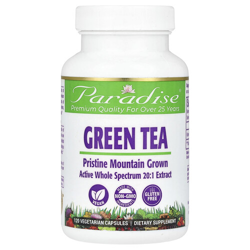 Paradise Herbs, Green Tea, 120 Vegetarian Capsules (250 mg per Capsule)