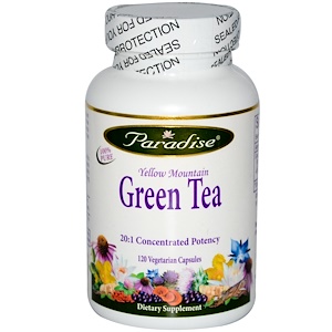 Paradise Herbs, Yellow Mountain Зеленый чай 120 овощных капсул