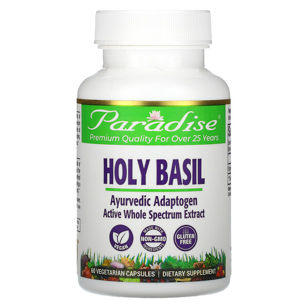 Paradise Herbs‏, Holy Basil, 60 Vegetarian Capsules