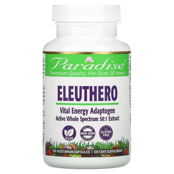 Paradise Herbs‏, Eleuthero, 120 Vegetarian Capsules