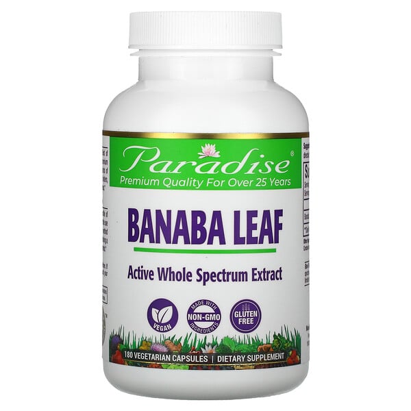 Paradise Herbs, Banaba Leaf, 180 Vegetarian Capsules