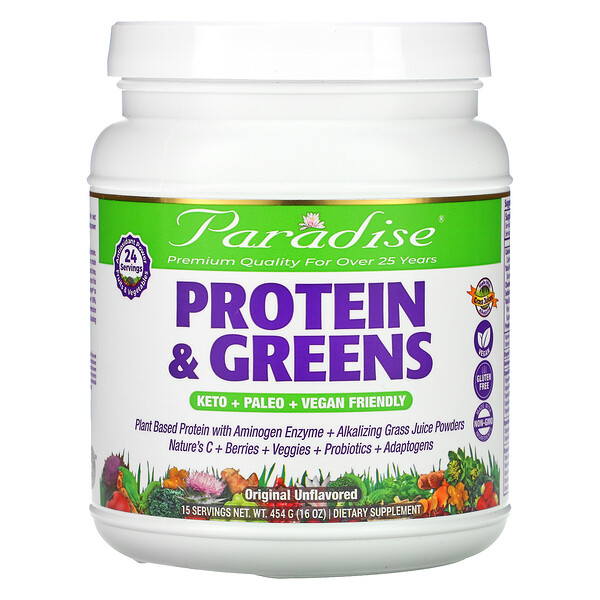 Paradise Herbs, ORAC（酸素ラジカル吸収能）-エネルギー, タンパク質＆緑色野菜, 味付けなしのオリジナル, 16オンス（454 g）
