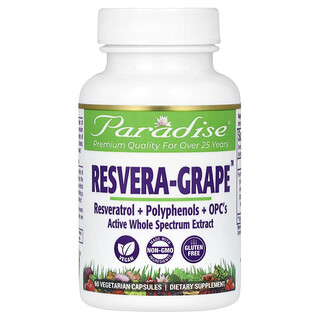 Paradise Herbs, Resvera y uva, 60 cápsulas vegetales (250 mg por cápsula)