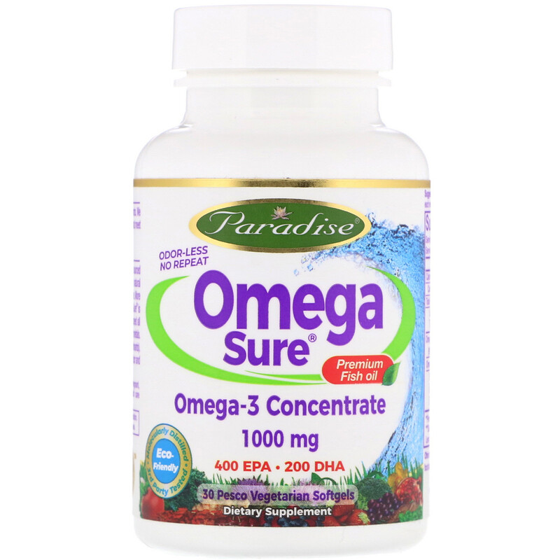 Paradise Herbs, Omega Sure, Omega3 Premium Fish Oil, 1,000 mg, 30